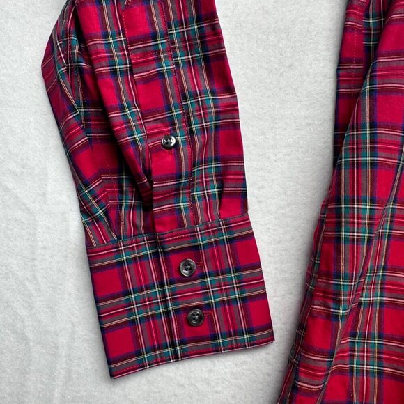 Lands End Womens Tartan Plaid No Iron Supima Cotton Button Up Size 14 Classic - Picture 3 of 11